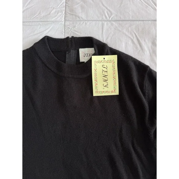 New Jenni Kayne Women's Size Large Fisherman Sweater Black Soft Casual Crewneck - Picture 4 of 8